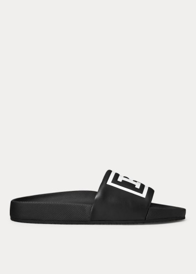 Sandalias Polo Ralph Lauren Hombre Negros / Blancos - Cayson Polo Slide - CIGTP3578